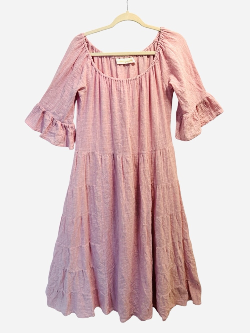 Natalie Martin pink 100% cotton tiered flowy boho lagenlook dress spring summer